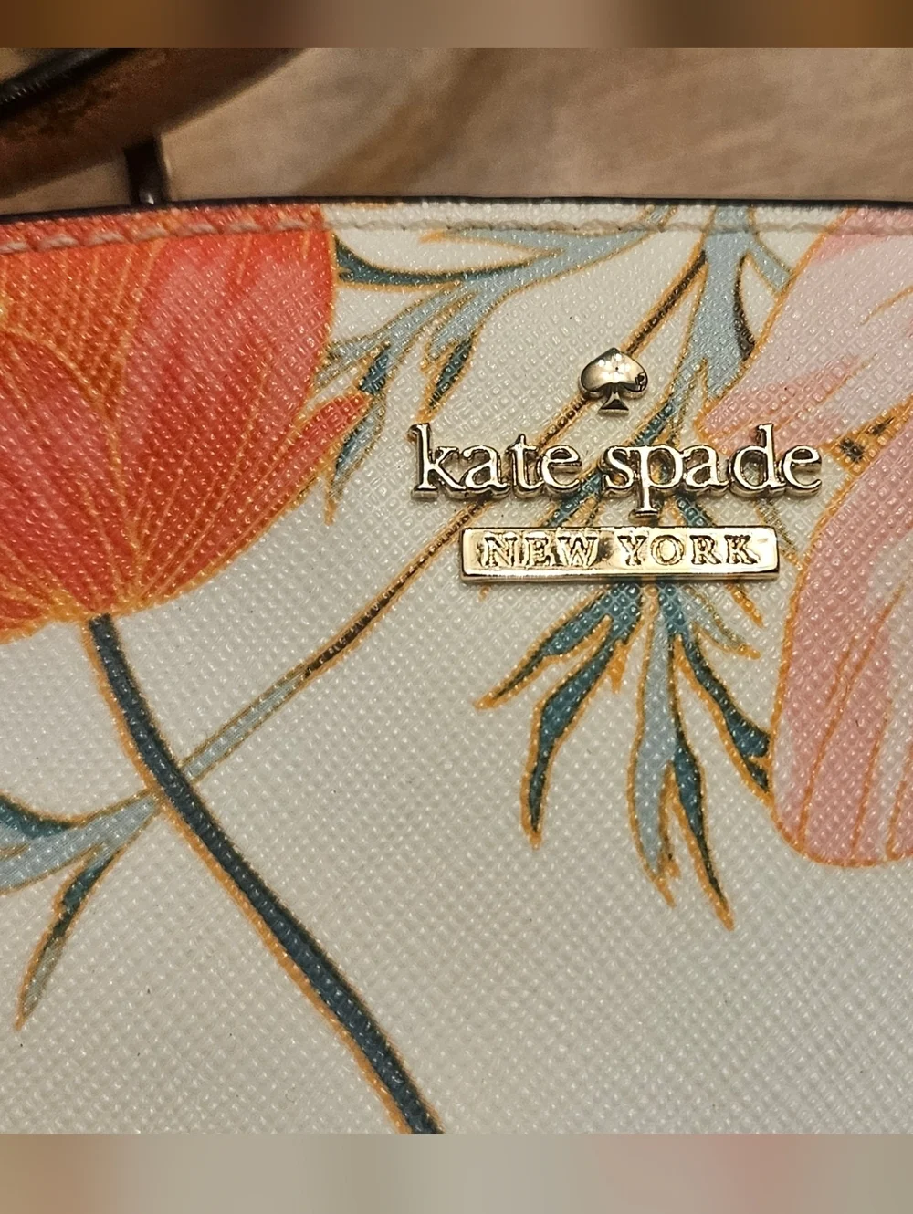Kate Spade Floral Crossbody Bag - White with Coral and Pink Flowers - Picture 2 of 9